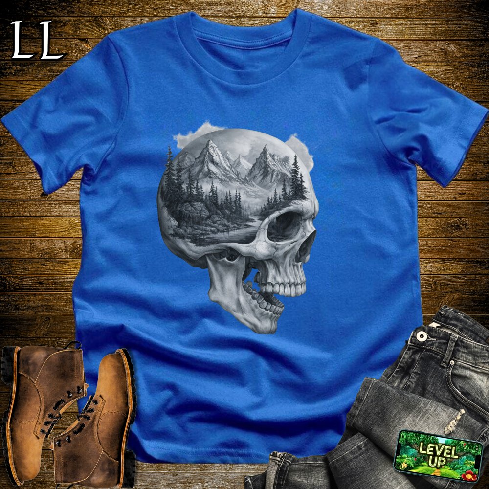 Mountains Grim Reaper Skull Softstyle Tee - Royal - LegacyLayers