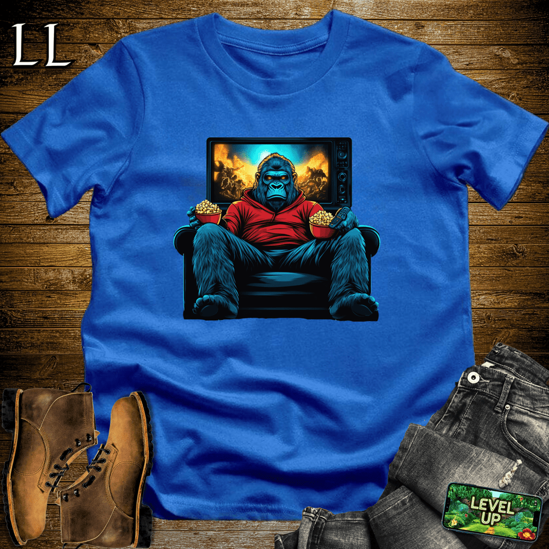 Movie Time Gorilla Softstyle Tee Royal | Film Lover Gift Tee