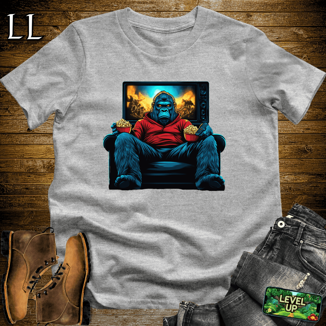 Movie Time Gorilla Softstyle Tee Sport Grey | Film Lover Gift Tee