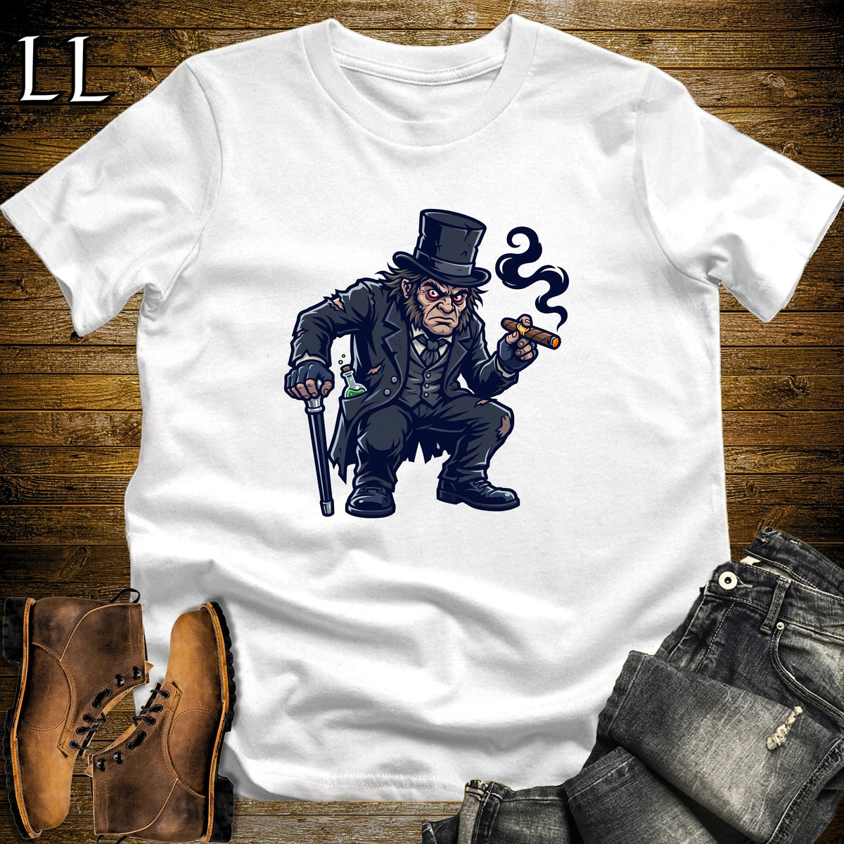 Mr. Hyde Cigar T-Shirt White | Gothic Horror Cigar Tee