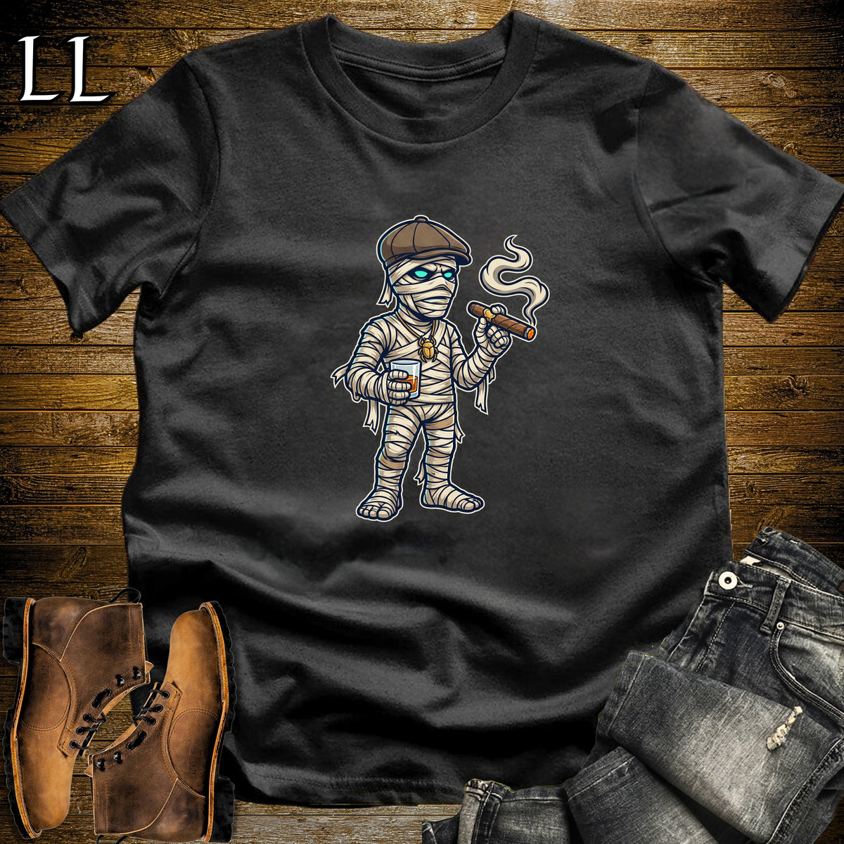 Mummy Scotch & Cigar T-Shirt Black | Scotch and Cigar Tee
