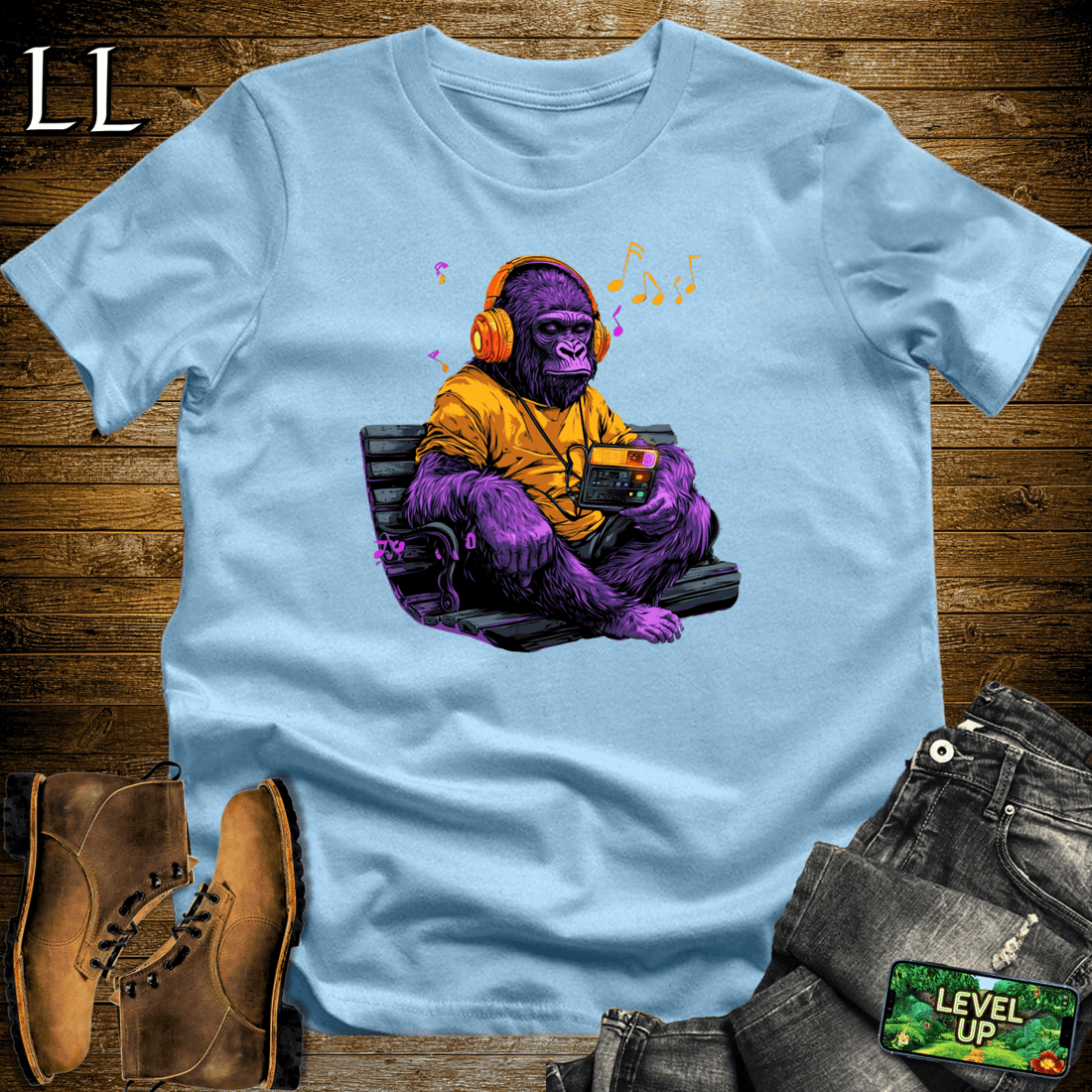 Music Gorilla Softstyle Tee Light Blue | Musician Gift