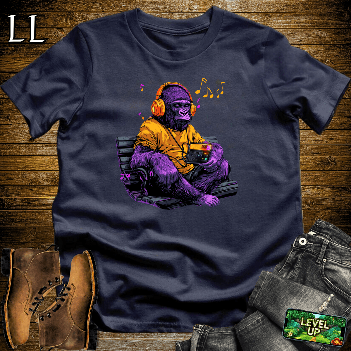 Music Gorilla Softstyle Tee Navy | Musician Gift