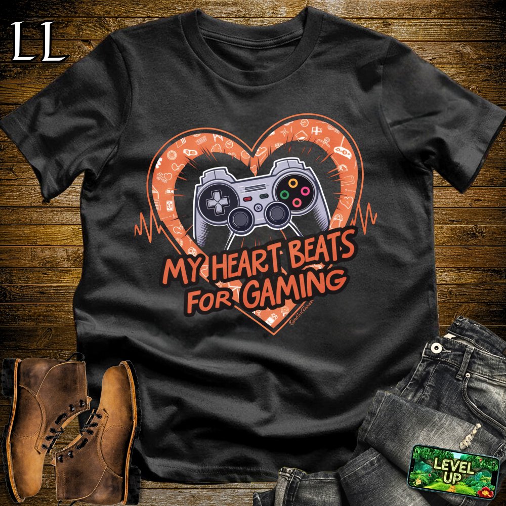 My Heart Beats For Gaming Softstyle Tee - Black - LegacyLayers