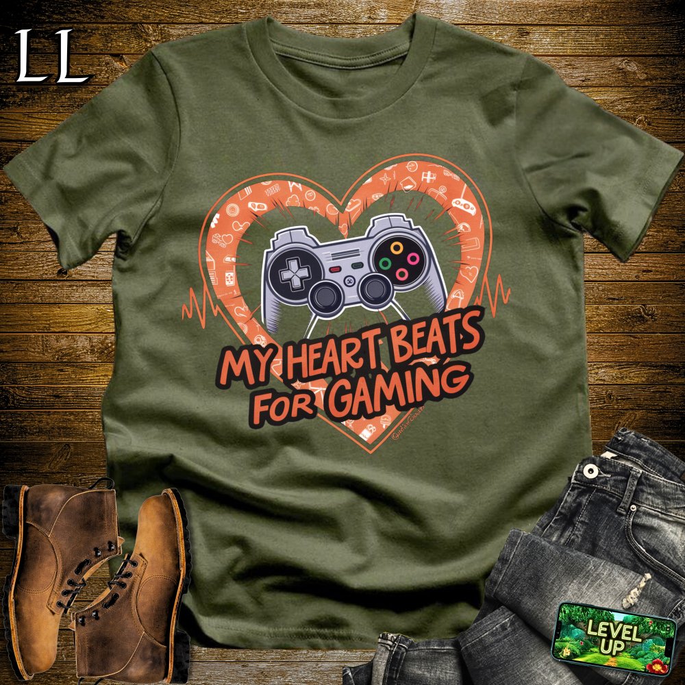 My Heart Beats For Gaming Softstyle Tee - Military Green - LegacyLayers