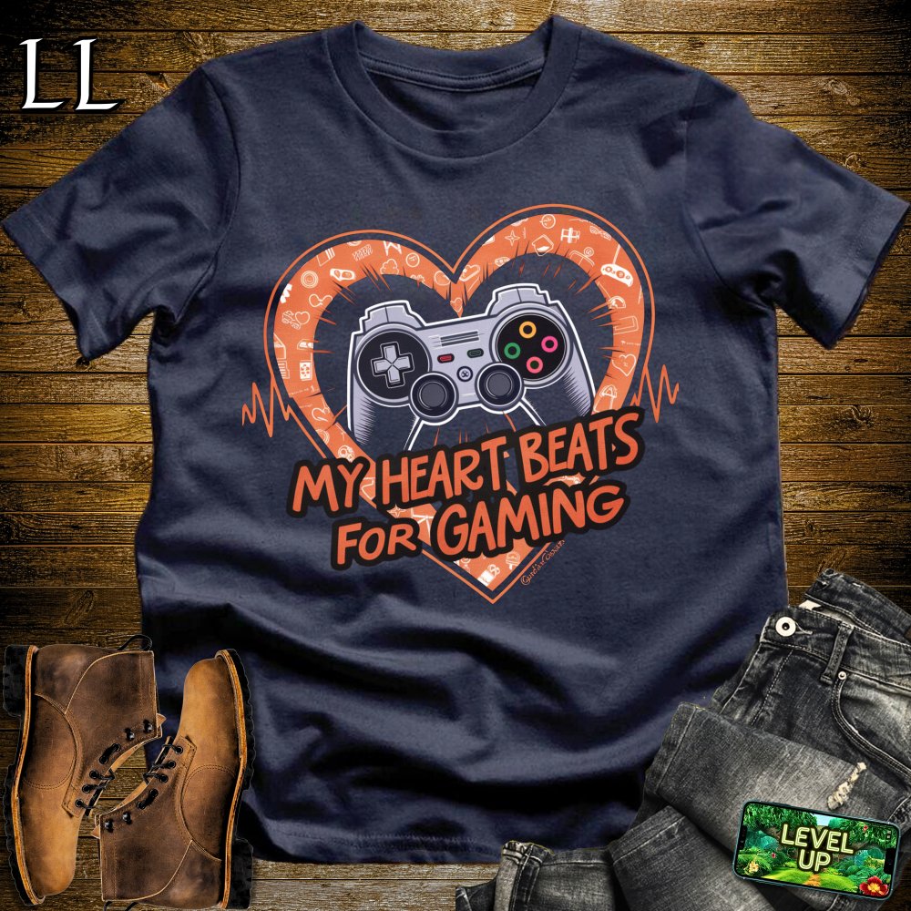 My Heart Beats For Gaming Softstyle Tee - Navy - LegacyLayers