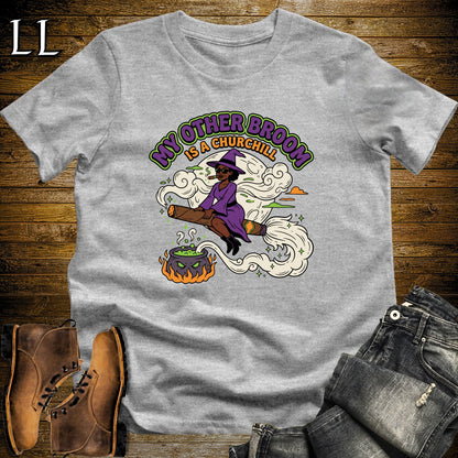 My Other Broom Is a Churchill Witch Moon Cigar Black Woman T-Shirt Sport Grey | Witch Cigar Tee