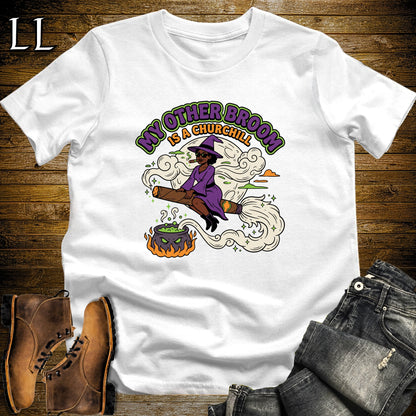My Other Broom Is a Churchill Witch Moon Cigar Black Woman T-Shirt | Witch Cigar Tee