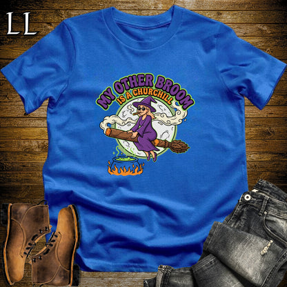 My Other Broom Is a Churchill Witch Moon Cigar White Woman T-Shirt Royal | Witch Cigar Tee