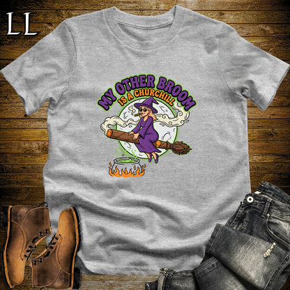 My Other Broom Is a Churchill Witch Moon Cigar White Woman T-Shirt Sport Grey | Witch Cigar Tee