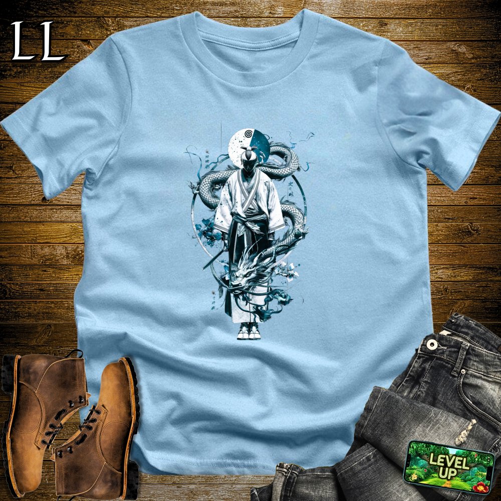 Mystical Dragon Samurai Softstyle Tee - Light Blue - LegacyLayers