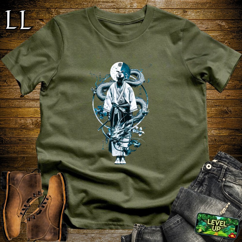 Mystical Dragon Samurai Softstyle Tee - Military Green - LegacyLayers