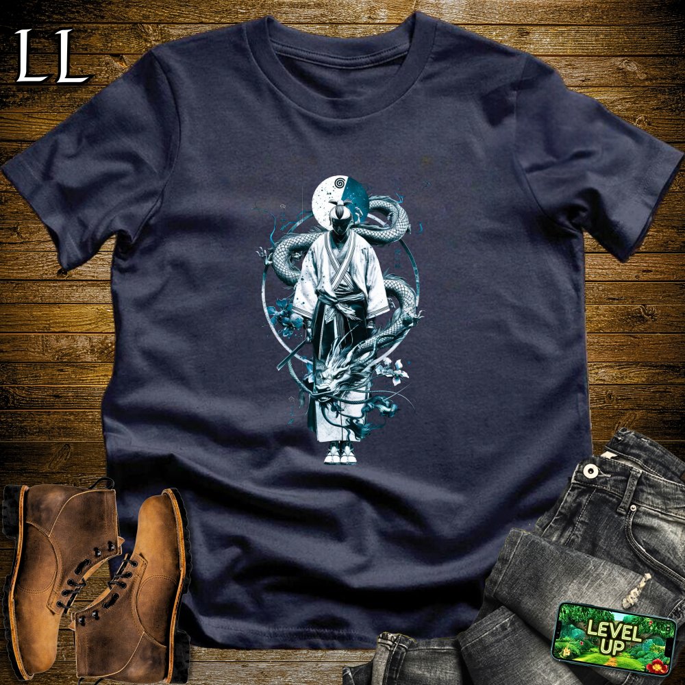 Mystical Dragon Samurai Softstyle Tee - Navy - LegacyLayers