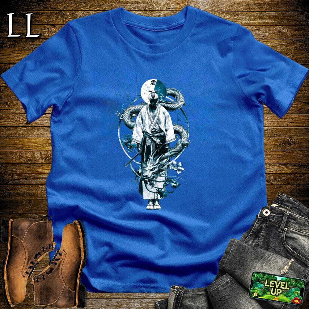 Mystical Dragon Samurai Softstyle Tee - Royal - LegacyLayers