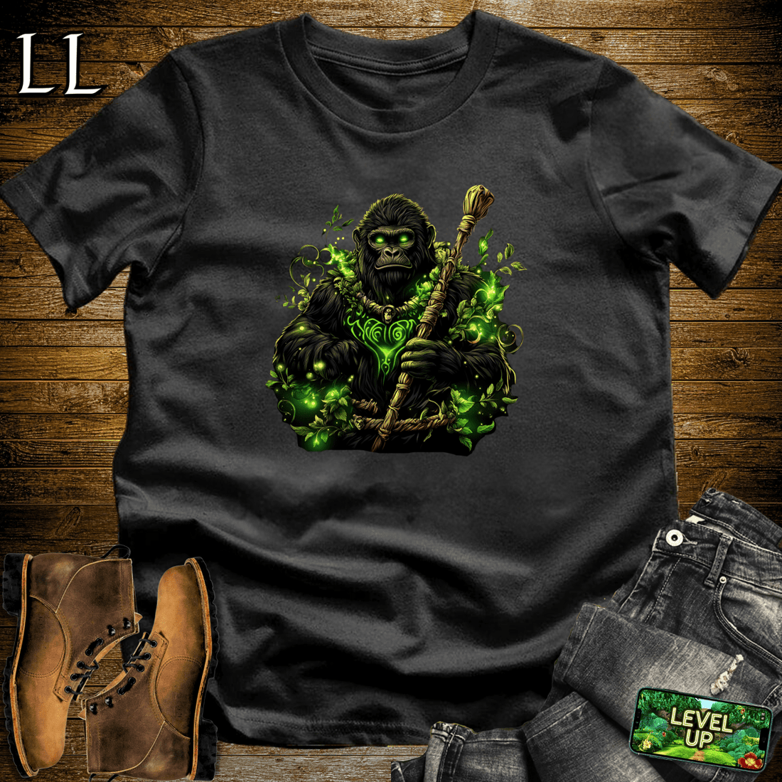 Nature Sorcerer Gorilla Softstyle Tee Black | Party Animal Tee