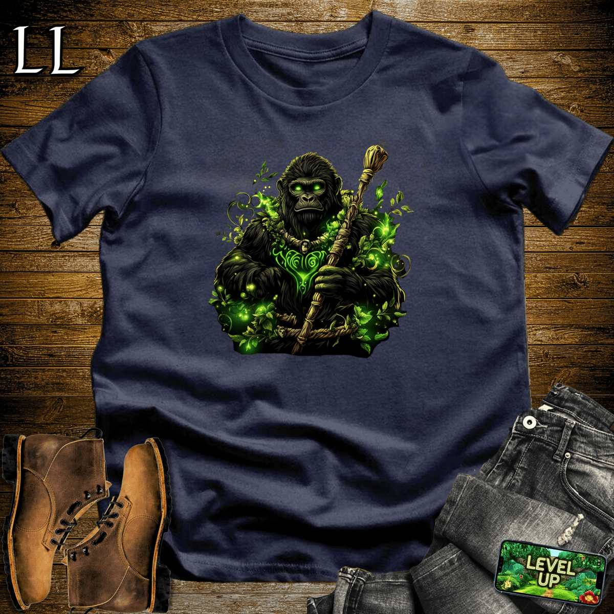 Nature Sorcerer Gorilla Softstyle Tee Navy | Party Animal Tee