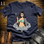Candela's Smoke Break Cigar Girl T-Shirt Navy | Cigar Pin-Up Girl Tee