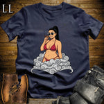 Valentina's Smoke Break Cigar Girl T-Shirt Navy | Cigar Pin-Up Girl Tee