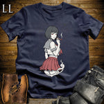 Sakura's Smoke Break Cigar Girl T-Shirt Navy | Cigar Pin-Up Girl Tee
