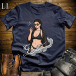 Oscura's Smoke Break Cigar Girl T-Shirt Navy | Cigar Pin-Up Girl Tee