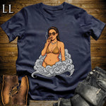 Marisol's Smoke Break Cigar Girl T-Shirt Navy | Cigar Pin-Up Girl Tee