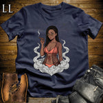 Camila's Smoke Break Cigar Girl T-Shirt Navy | Cigar Pin-Up Girl Tee