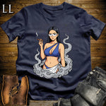 Azura's Smoke Break Cigar Girl T-Shirt Navy | Cigar Pin-Up Girl Tee