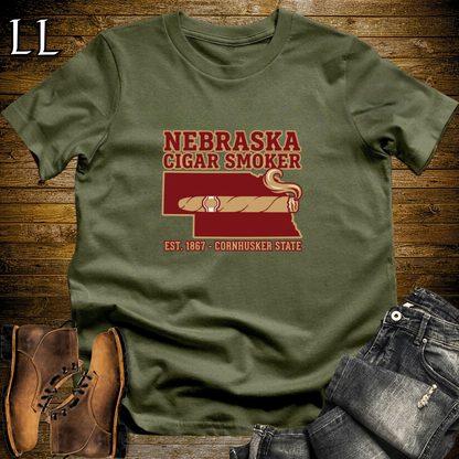 Nebraska Cigar Smoker T-Shirt Military Green | State Cigar Shirt