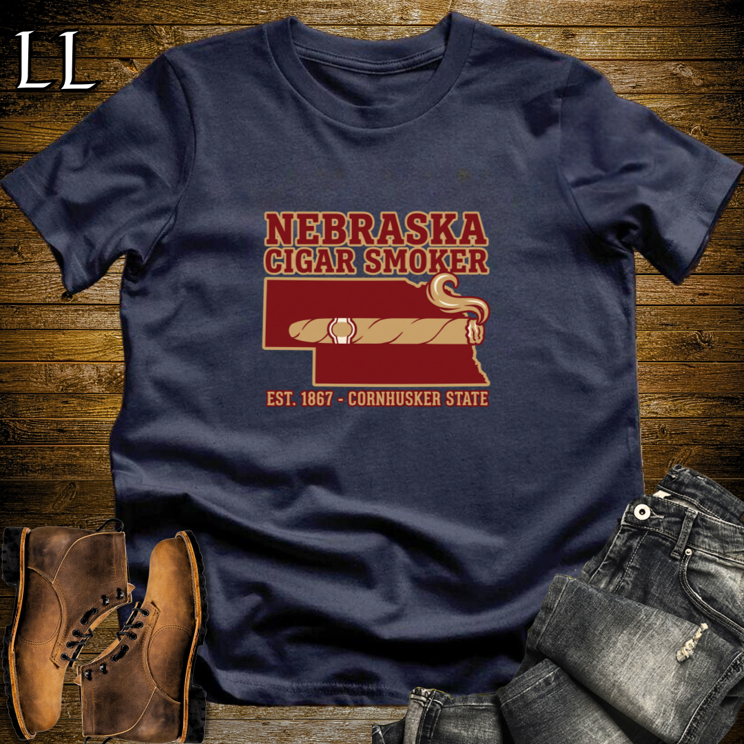 Nebraska Cigar Smoker T-Shirt Navy | State Cigar Shirt