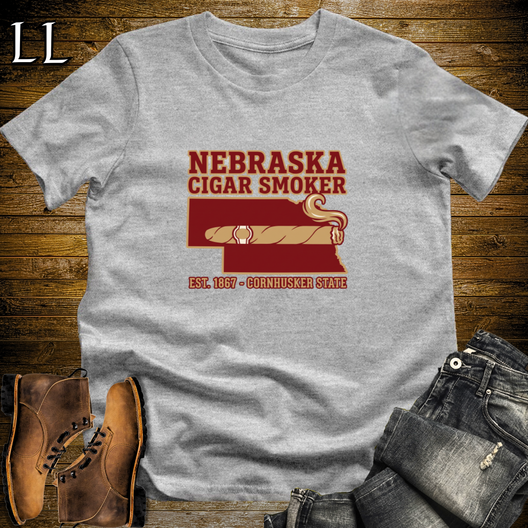 Nebraska Cigar Smoker T-Shirt Sport Grey | State Cigar Shirt