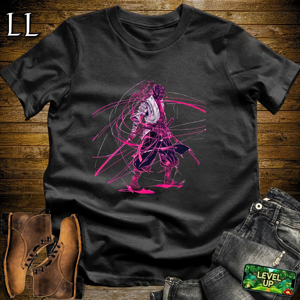 Neon Samurai White | Cyberpunk Futuristic Tee