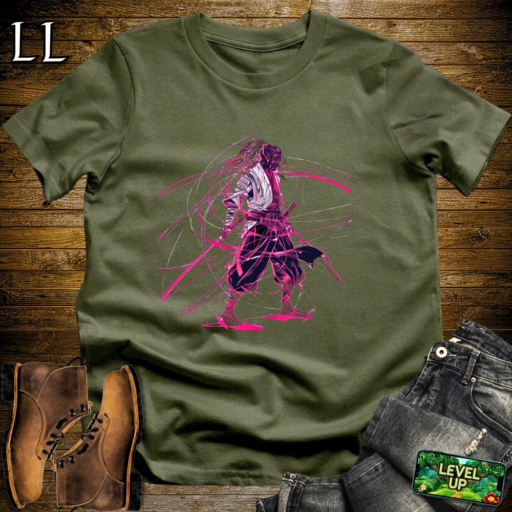 Neon Samurai Navy | Cyberpunk Futuristic Tee