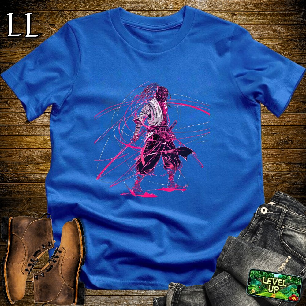 Neon Samurai Light Blue | Cyberpunk Futuristic Tee