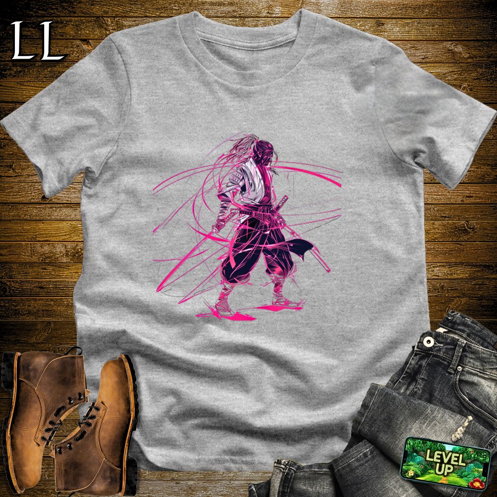 Neon Samurai Sport Grey | Cyberpunk Futuristic Tee
