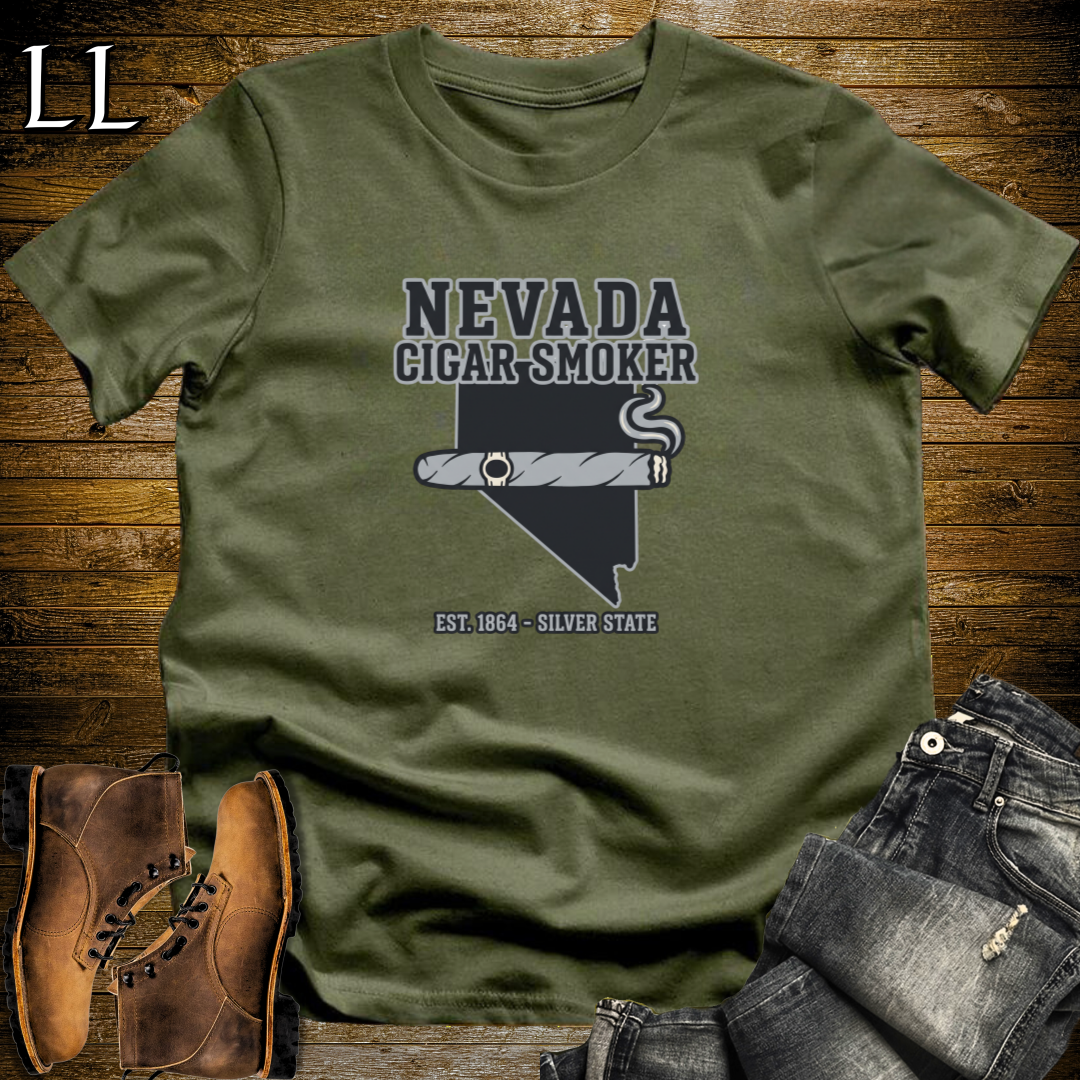 Nevada Cigar Smoker T-Shirt Military Green | State Cigar Shirt