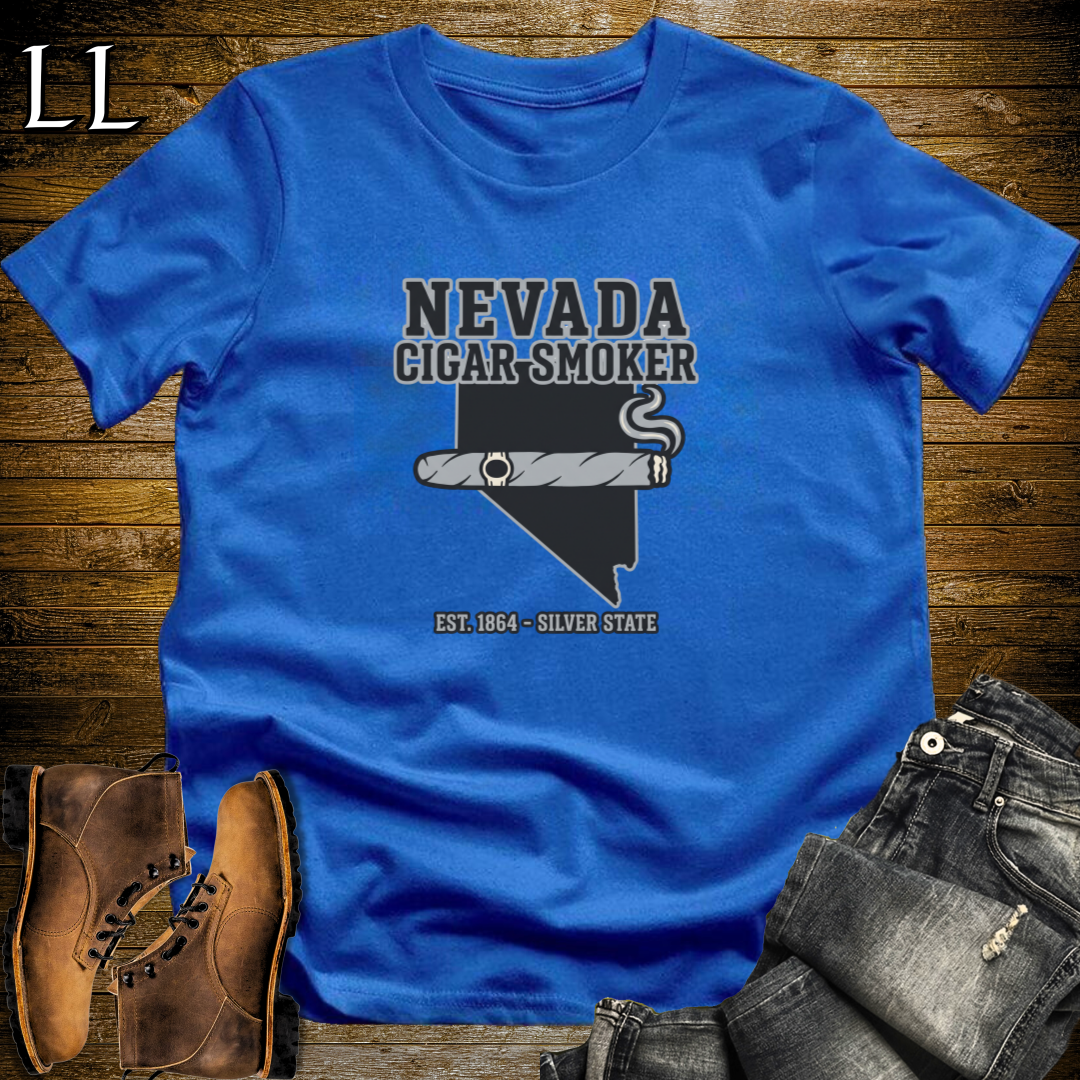 Nevada Cigar Smoker T-Shirt Royal Blue | State Cigar Shirt