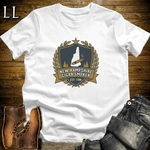 New Hampshire Cigar Smoker Shield T-Shirt White | Live Free Cigar Crest Tee