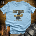 New Hampshire Cigar Smoker T-Shirt Light Blue | Live Free Cigar Smoker Tee
