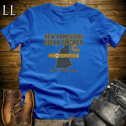 New Hampshire Cigar Smoker T-Shirt Royal Blue | Live Free Cigar Smoker Tee