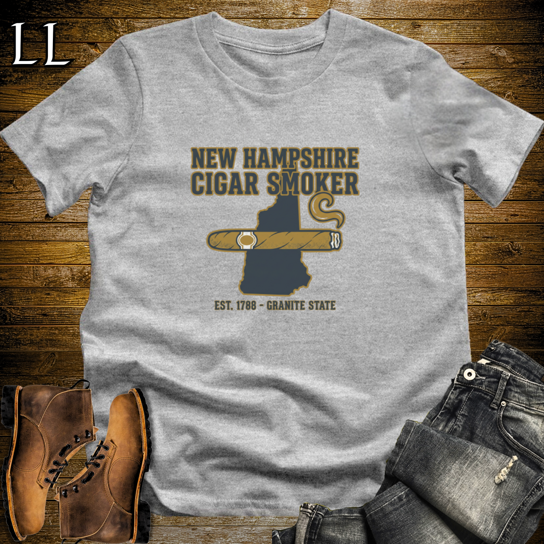 New Hampshire Cigar Smoker T-Shirt Sport Grey | Live Free Cigar Smoker Tee