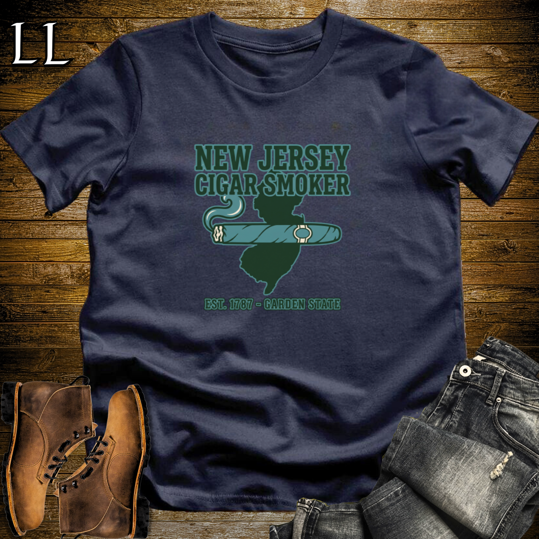 New Jersey Cigar Smoker T-Shirt Navy | New Jersey Cigar Lover Gift Tee