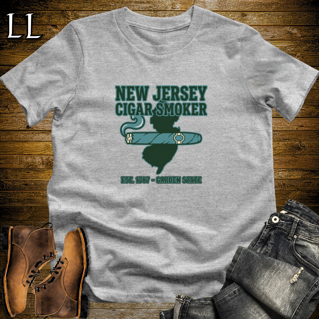 New Jersey Cigar Smoker T-Shirt Sport Grey | New Jersey Cigar Lover Gift Tee