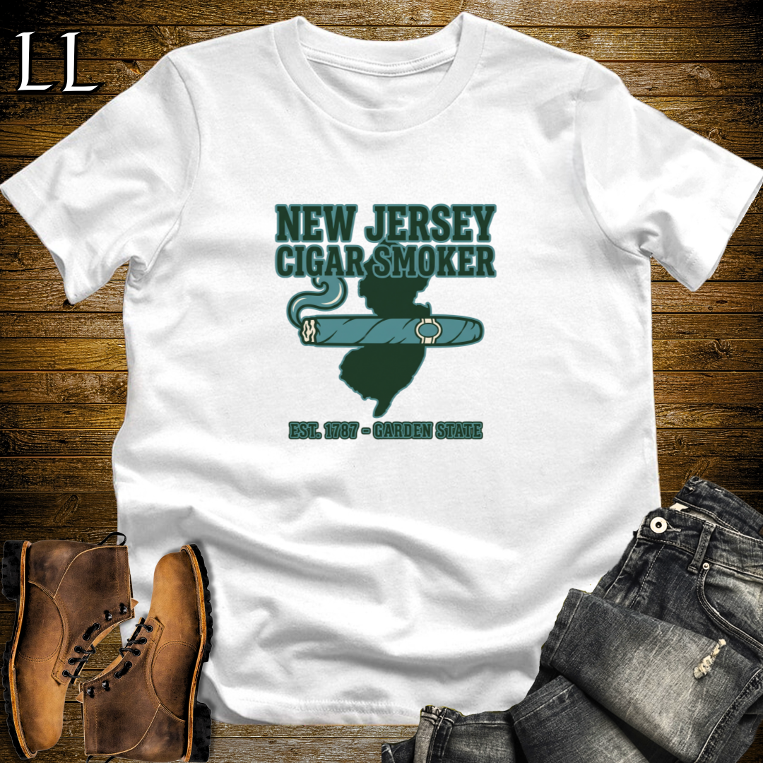 New Jersey Cigar Smoker T-Shirt White | New Jersey Cigar Lover Gift Tee