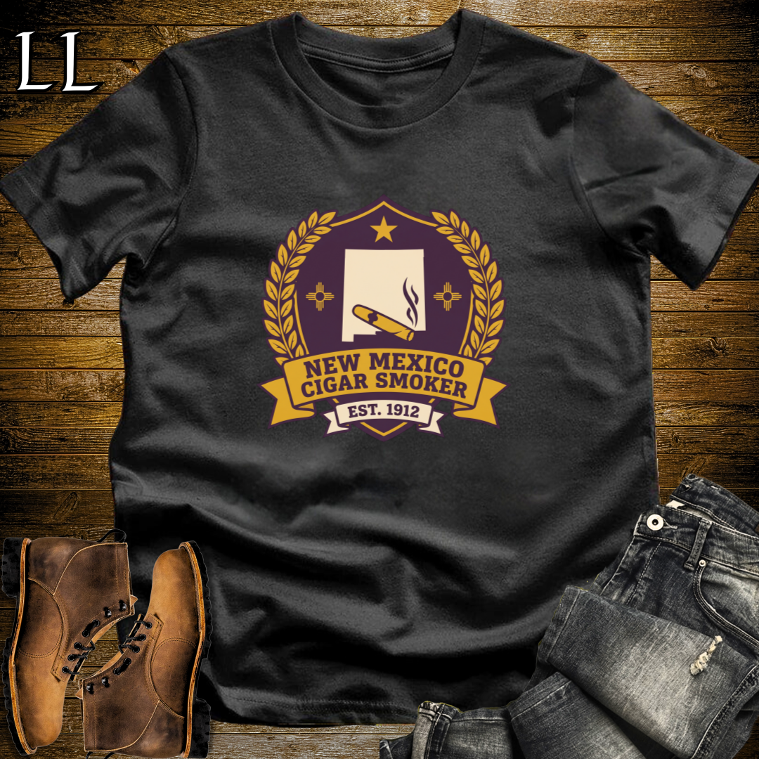 New Mexico Cigar Smoker Shield T-Shirt Black | New Mexico Cigar Crest Shirt