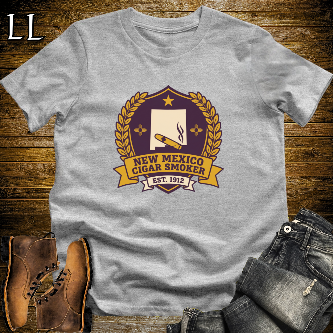 New Mexico Cigar Smoker Shield T-Shirt Sport Grey | New Mexico Cigar Crest Shirt