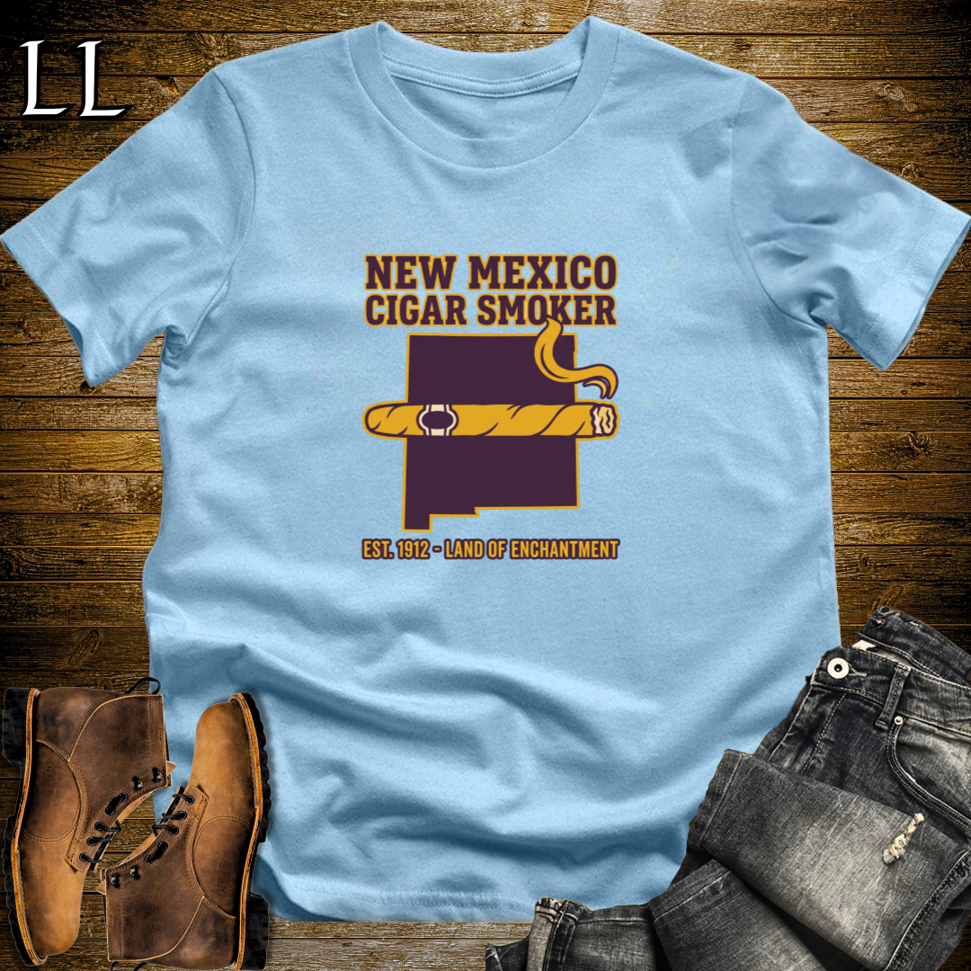 New Mexico Cigar Smoker T-Shirt Light Blue | New Mexico State Cigar Shirt