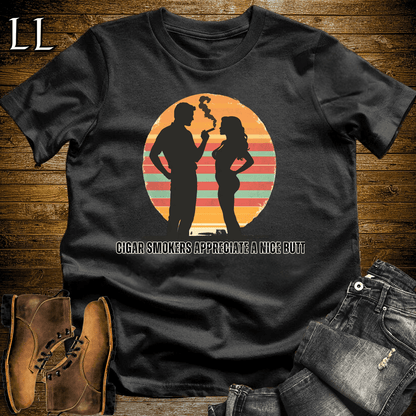 Nice Cigar Butt Softstyle T-Shirt Black | Funny Cigar Tee