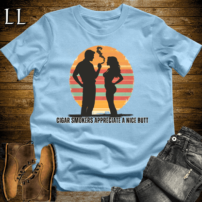 Nice Cigar Butt Softstyle T-Shirt Light Blue | Funny Cigar Tee
