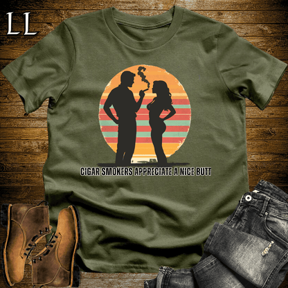 Nice Cigar Butt Softstyle T-Shirt Military Green | Funny Cigar Tee