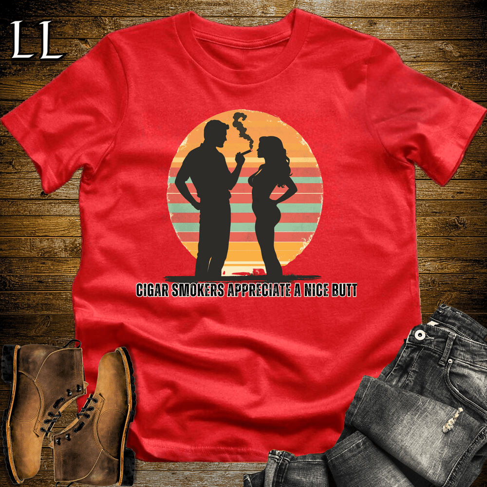 Nice Cigar Butt Softstyle T-Shirt Red | Funny Cigar Tee